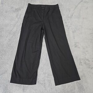 Theory Treeca Style Cropped Pants Women 10 (30x27) Black Cotton Stretch Straight